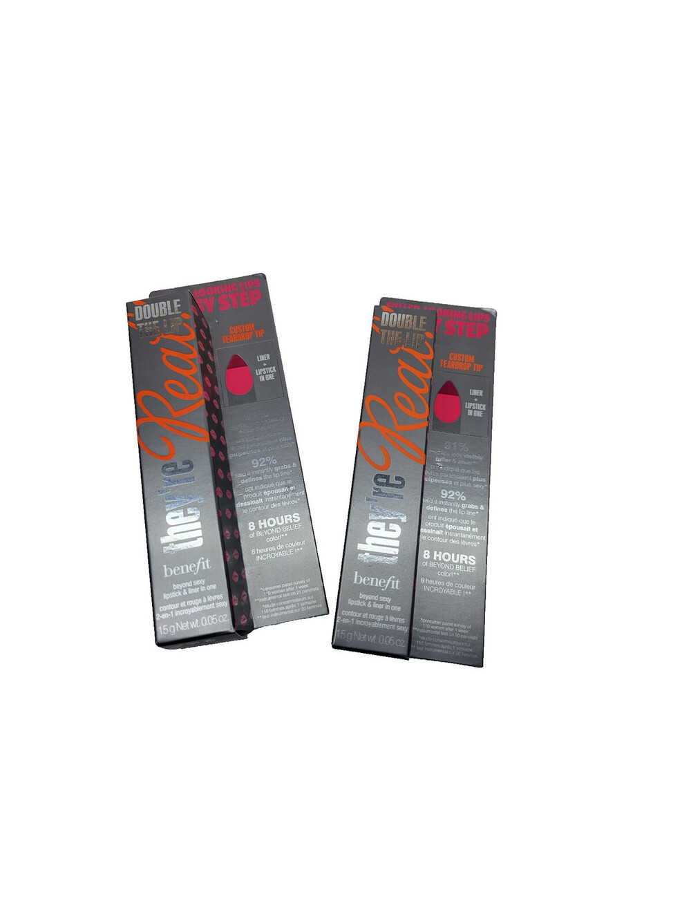 2 x Benefit They're Real Double the Lip Lipstick & Liner FUCHSIA FEVER Full Size